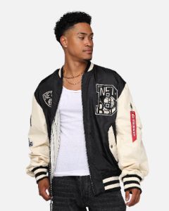 New Era X Alpha Industries Brooklyn Nets L-2B Bomber Jacket Black sold by Culture Kings