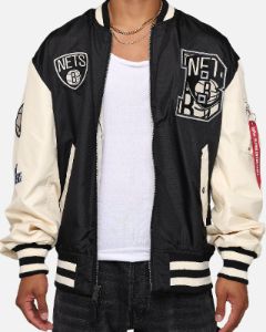 New Era X Alpha Industries Brooklyn Nets L-2B Bomber Jacket Black sold by Culture Kings