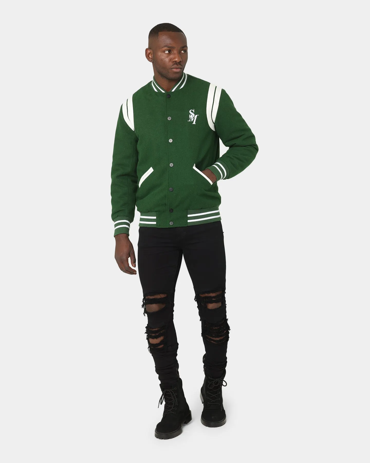 Saint Morta Alpha Varsity Jacket Green/White sold by Culture Kings product image thumbnail 2