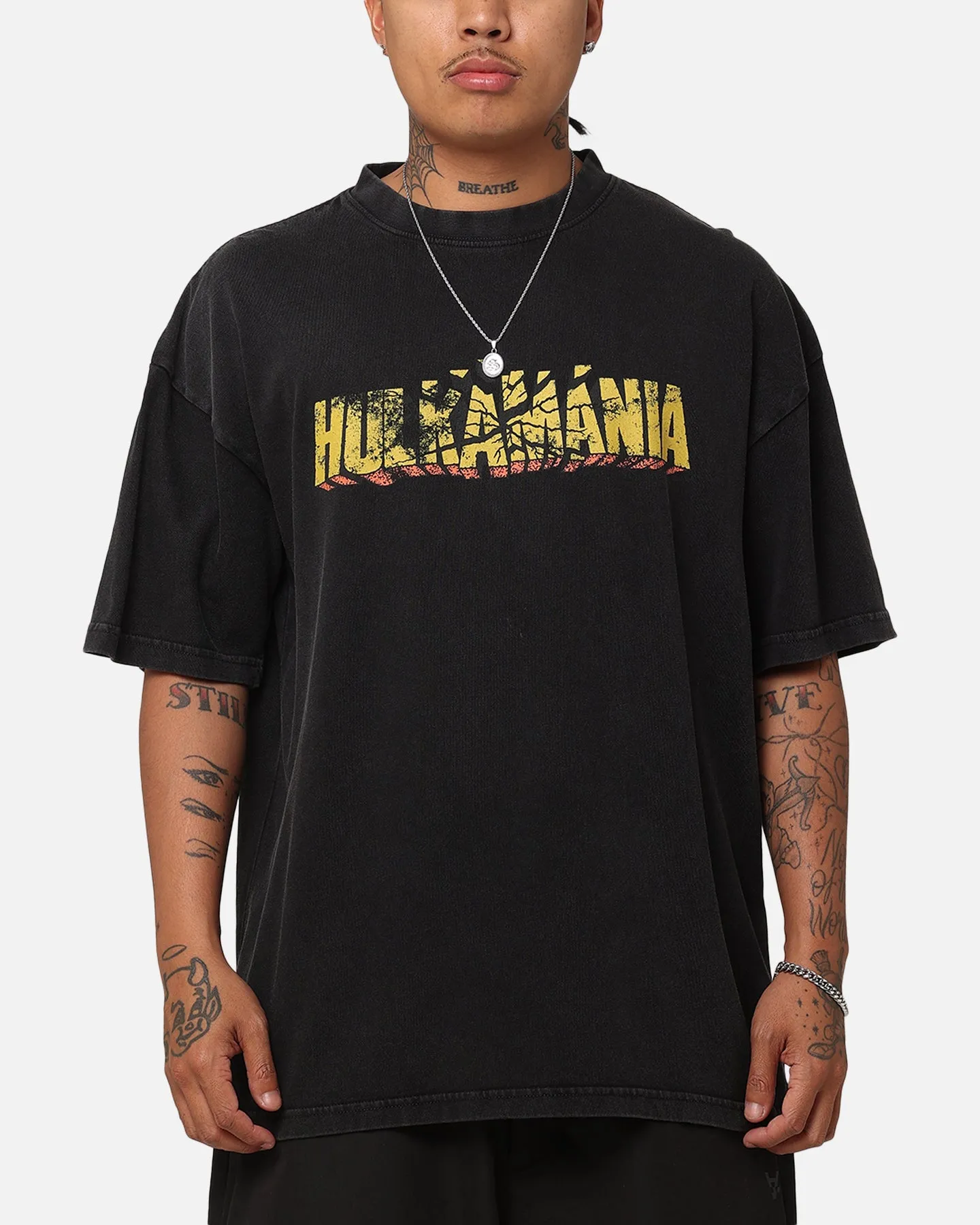 Culture Kings X WWE Hulk Hogan Hulk Logo Vintage T-Shirt Black Acidwash sold by Culture Kings
