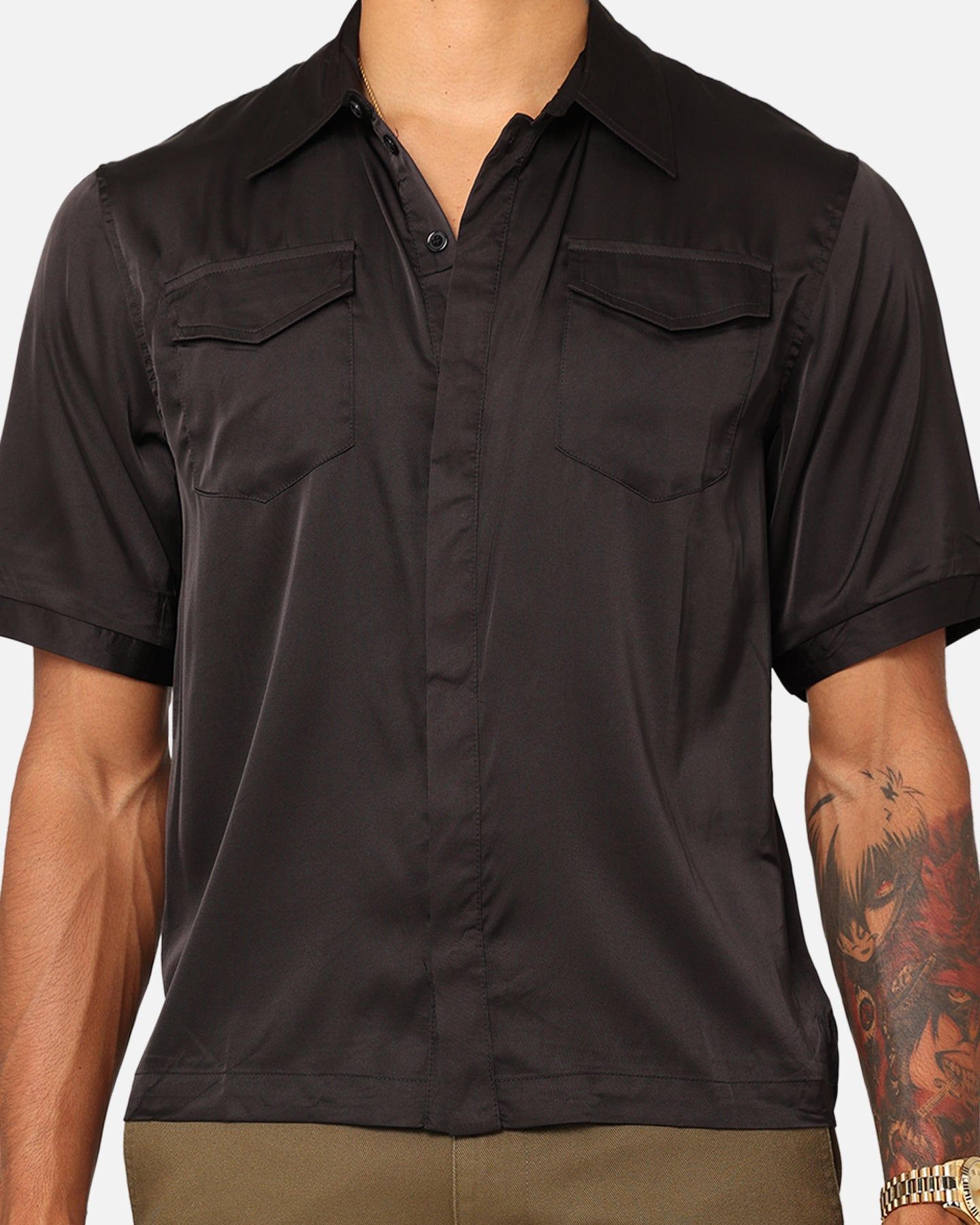 XXIII Jet Satin Button Up Shirt Black sold by Culture Kings product image thumbnail 3