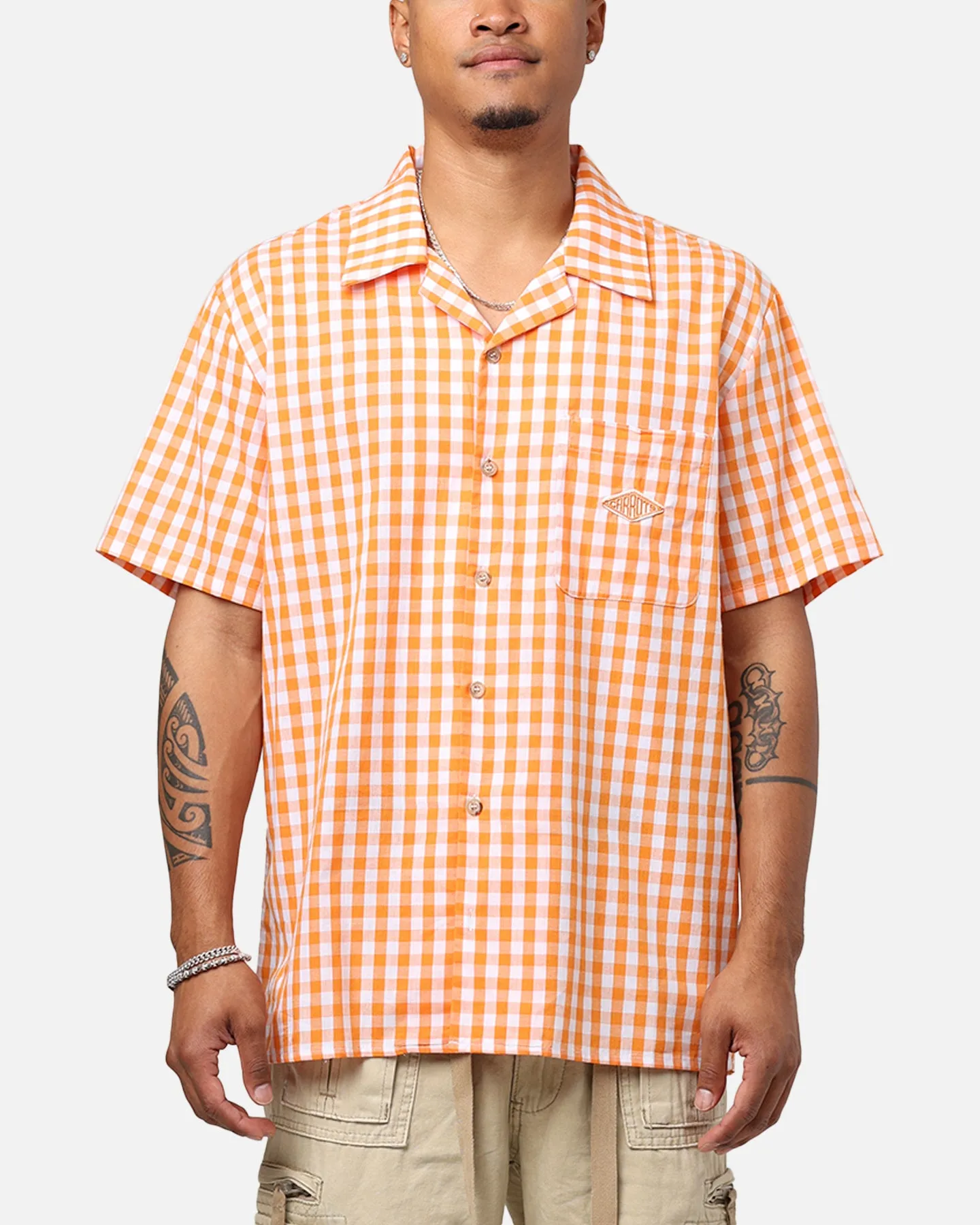Carrots By Anwar Badge Button Up Shirt Orange sold by Culture Kings