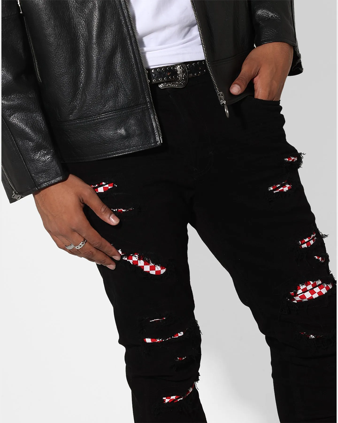 Saint Morta Checks Summum Jeans Black/White sold by Culture Kings product image thumbnail 3