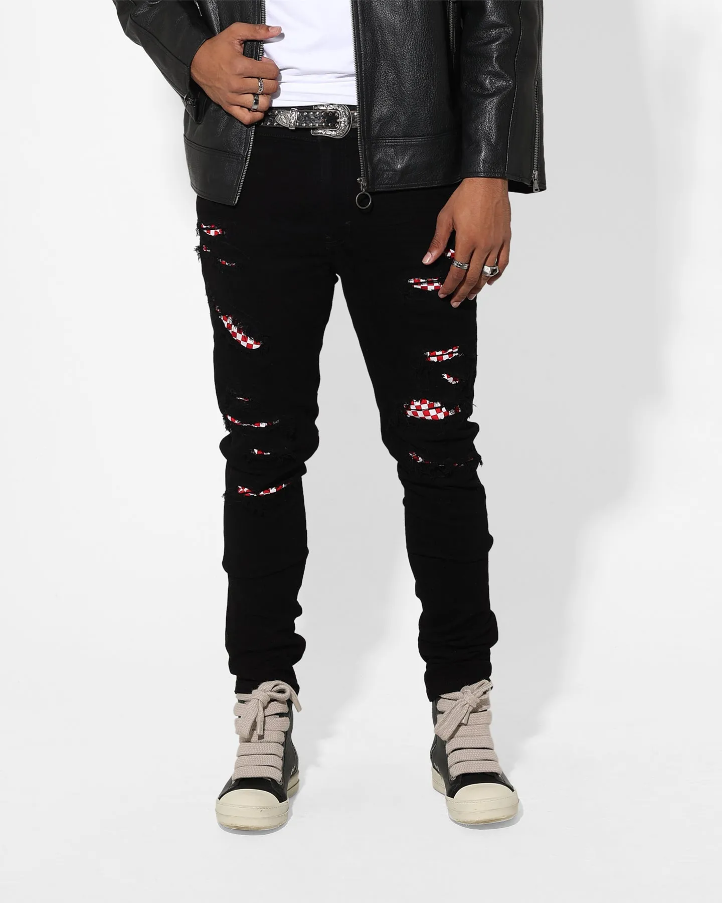 Saint Morta Checks Summum Jeans Black/White sold by Culture Kings