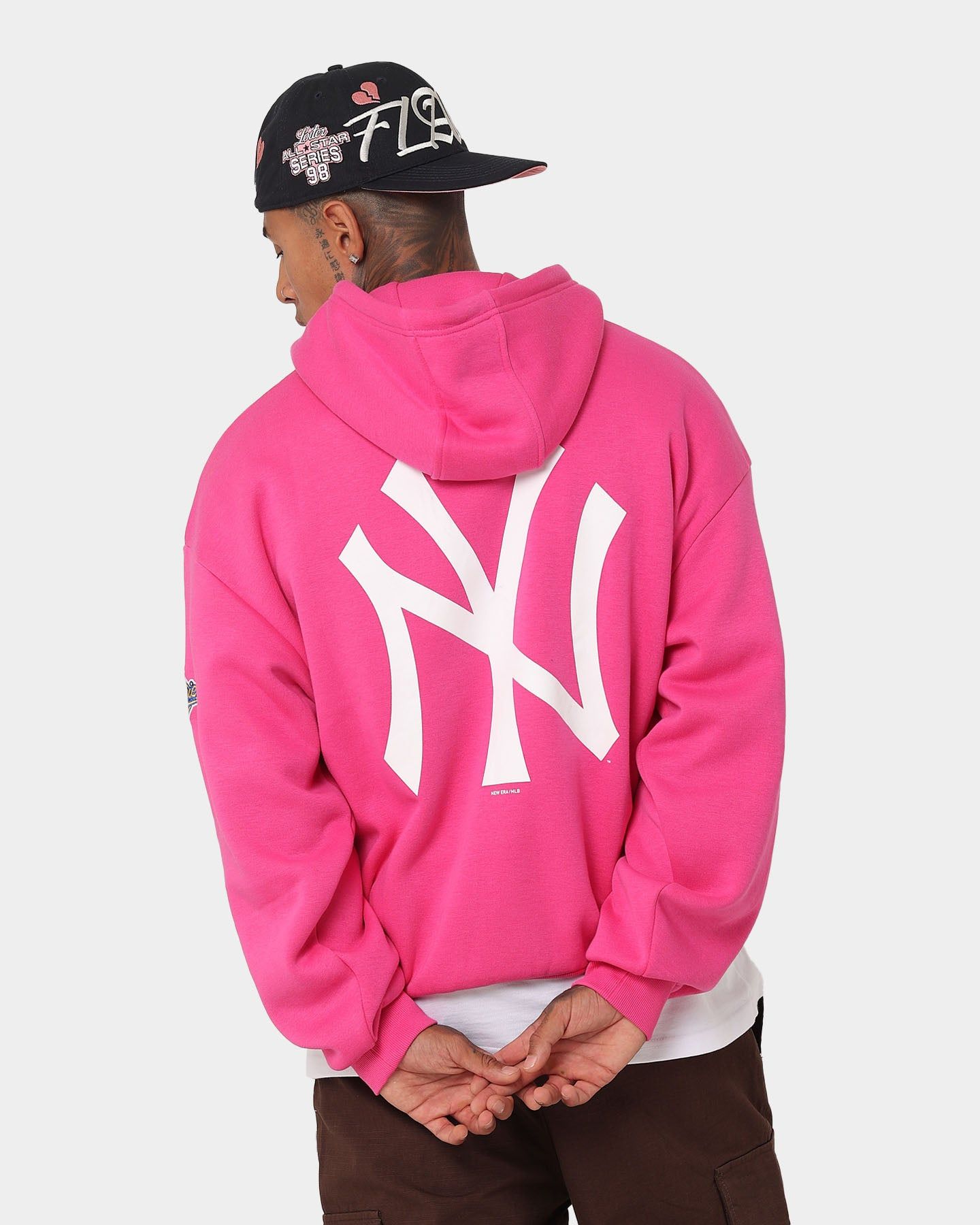New Era New York Yankees 'Tropical Punch Script Pack' Oversized Hoodie Hot Pink sold by Culture Kings product image thumbnail 4