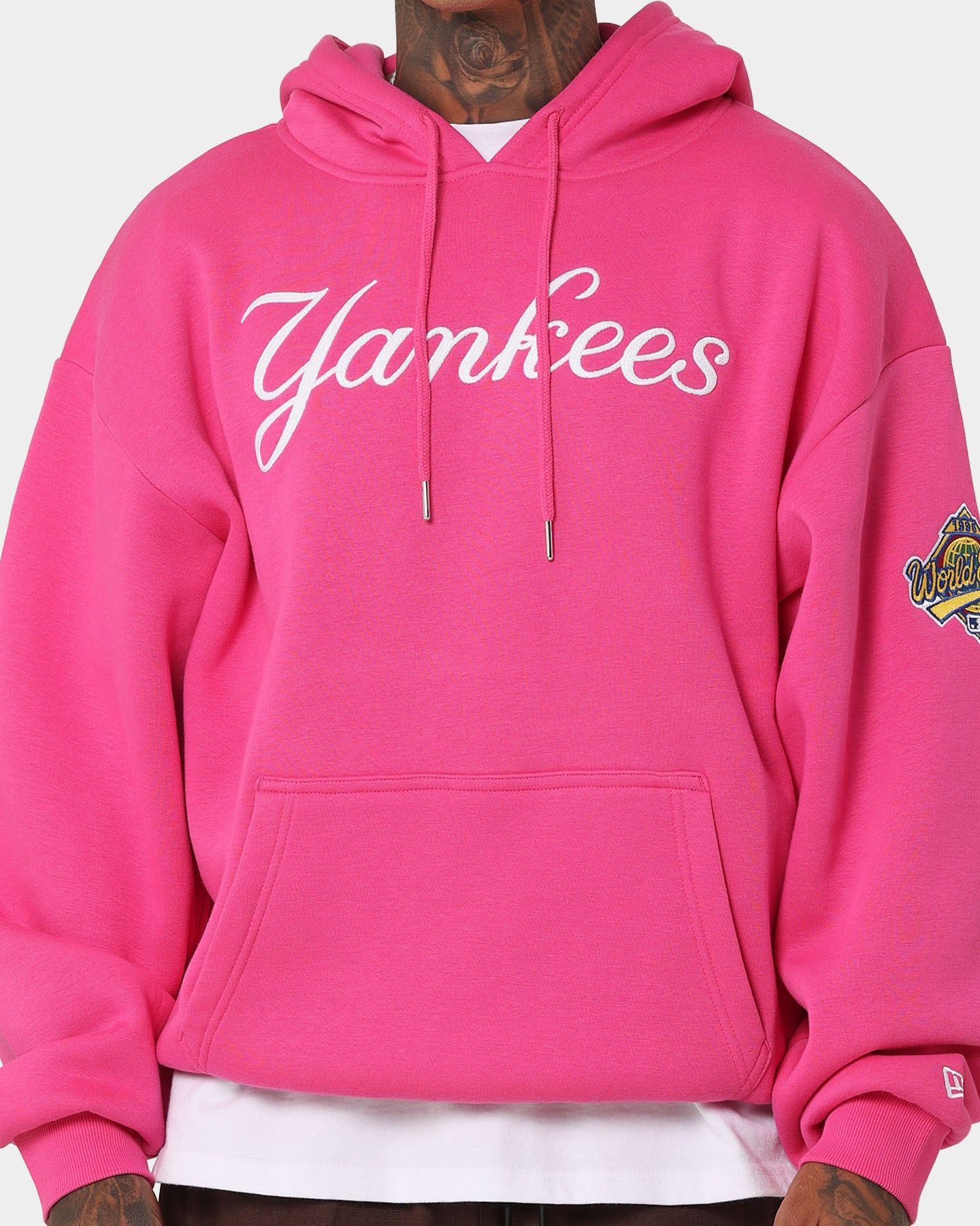 New Era New York Yankees 'Tropical Punch Script Pack' Oversized Hoodie Hot Pink sold by Culture Kings product image thumbnail 3