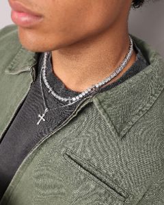 NXS Iced Cross Tennis Chain Iced White Gold sold by Culture Kings