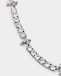 NXS Iced Cross Tennis Chain Iced White Gold sold by Culture Kings