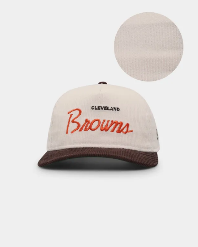 New Era Cleveland Browns 'Chrome Corduroy Throwback Script' Golfer Snapback Chrome White sold by Culture Kings