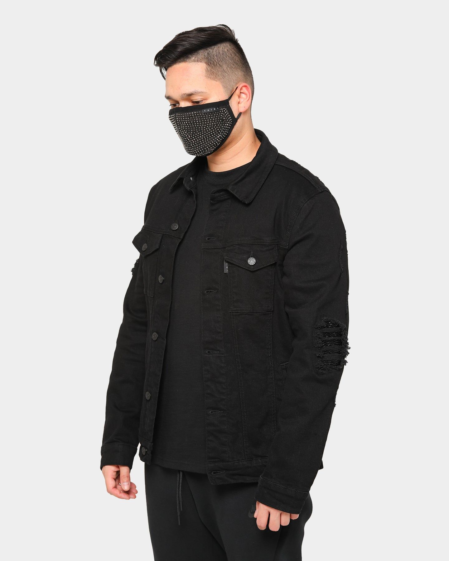 Saint Morta Unisex Diamante Edge Filter Face Mask Black sold by Culture Kings product image thumbnail 5