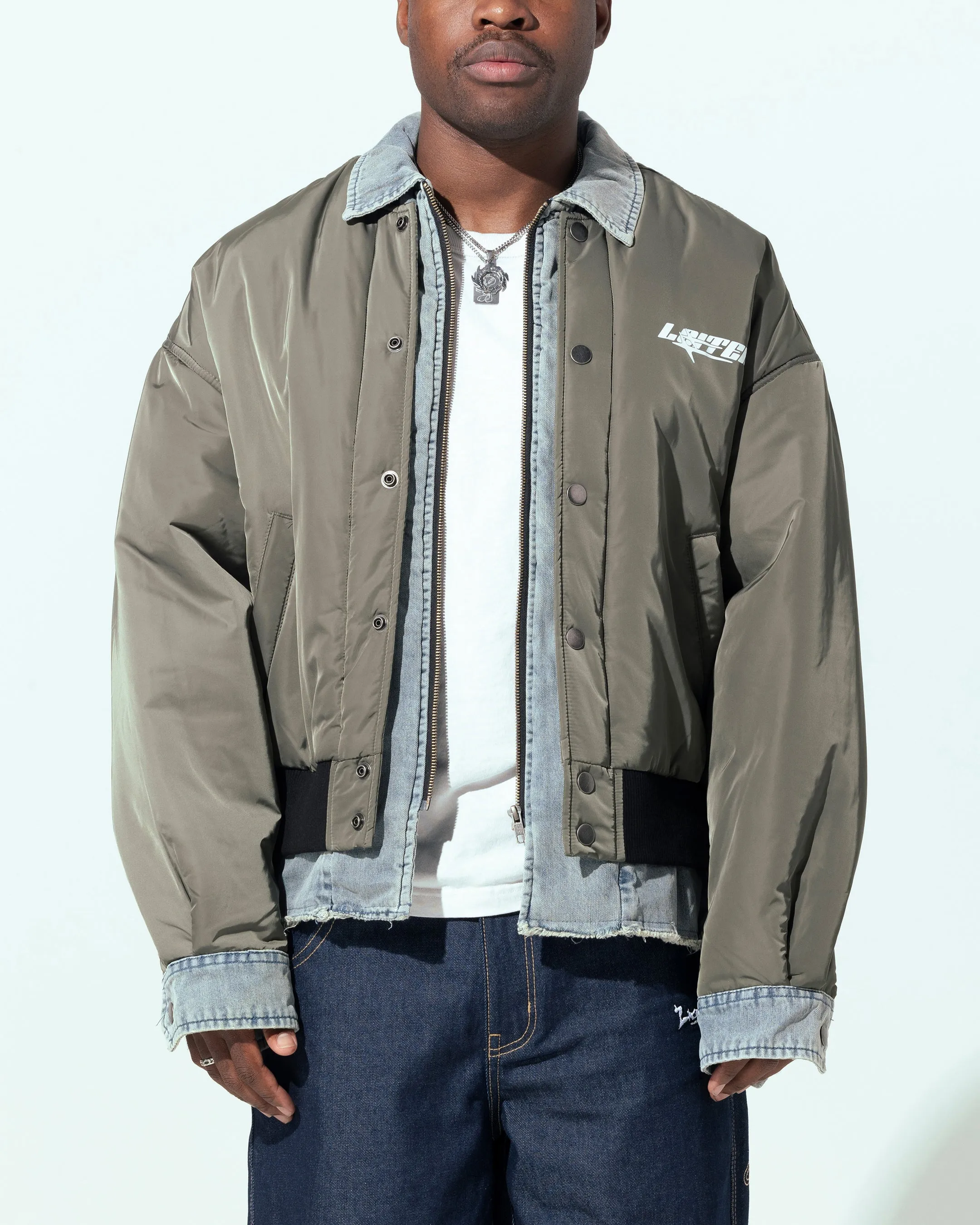Loiter Shadow Layered Bomber Jacket Khaki sold by Culture Kings