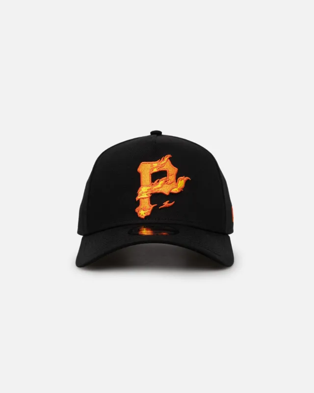 New Era Pittsburgh Pirates 'Black Flame' 9FORTY A-Frame Snapback Black/Flame sold by Culture Kings