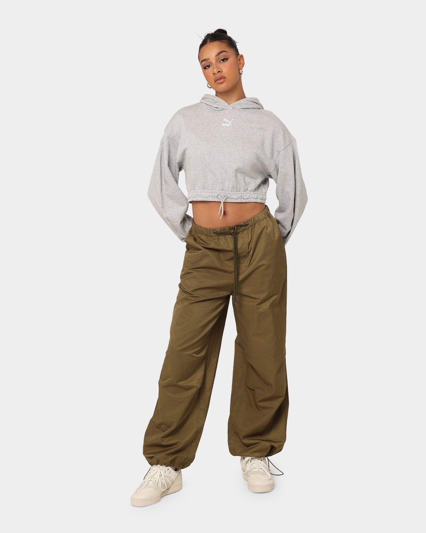 Puma Women's Classics Cropped Hoodie Light Gray Heather sold by Culture Kings product image thumbnail 2