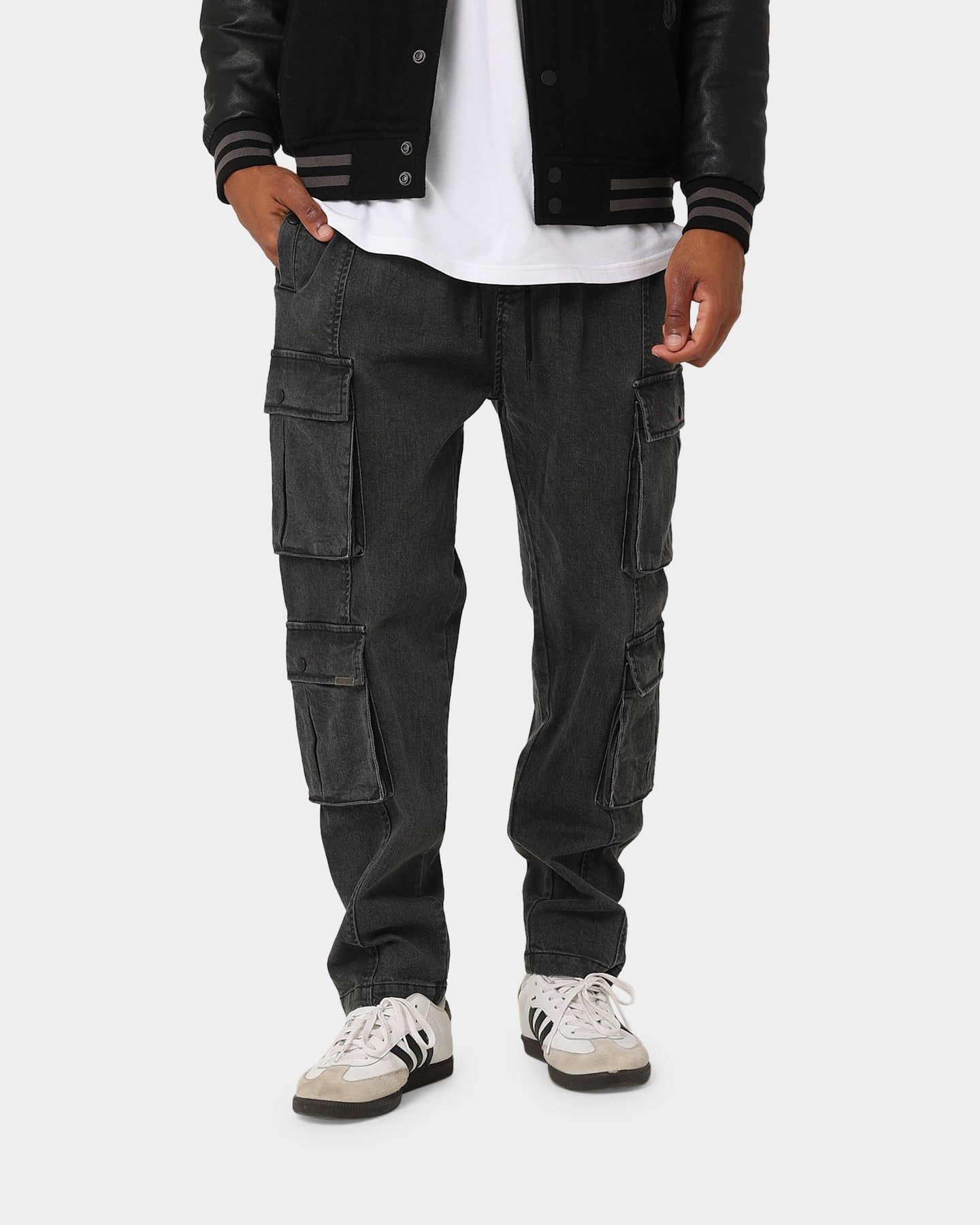 Carre Double Denim Cargo Pants Washed Black sold by Culture Kings