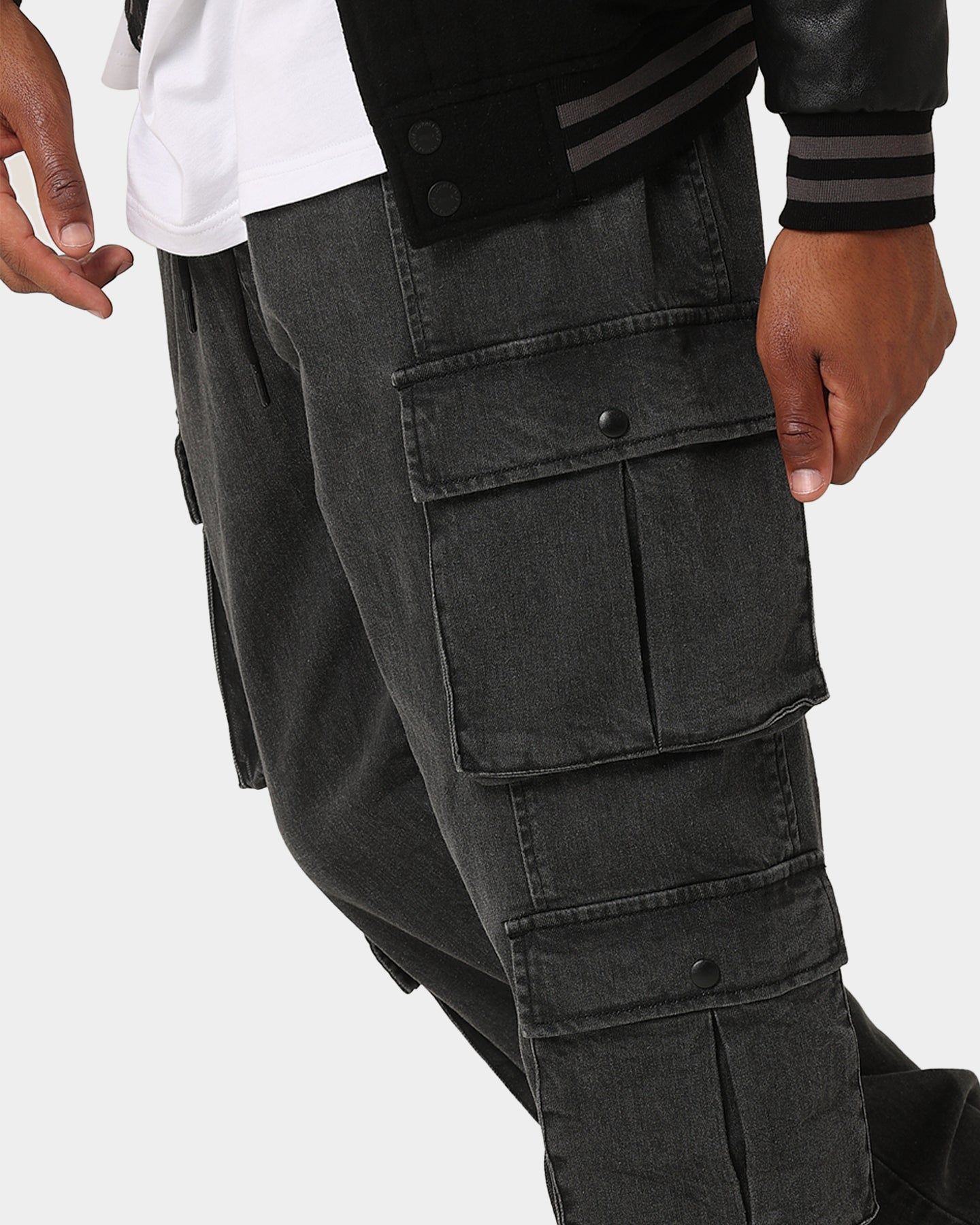 Carre Double Denim Cargo Pants Washed Black sold by Culture Kings product image thumbnail 4
