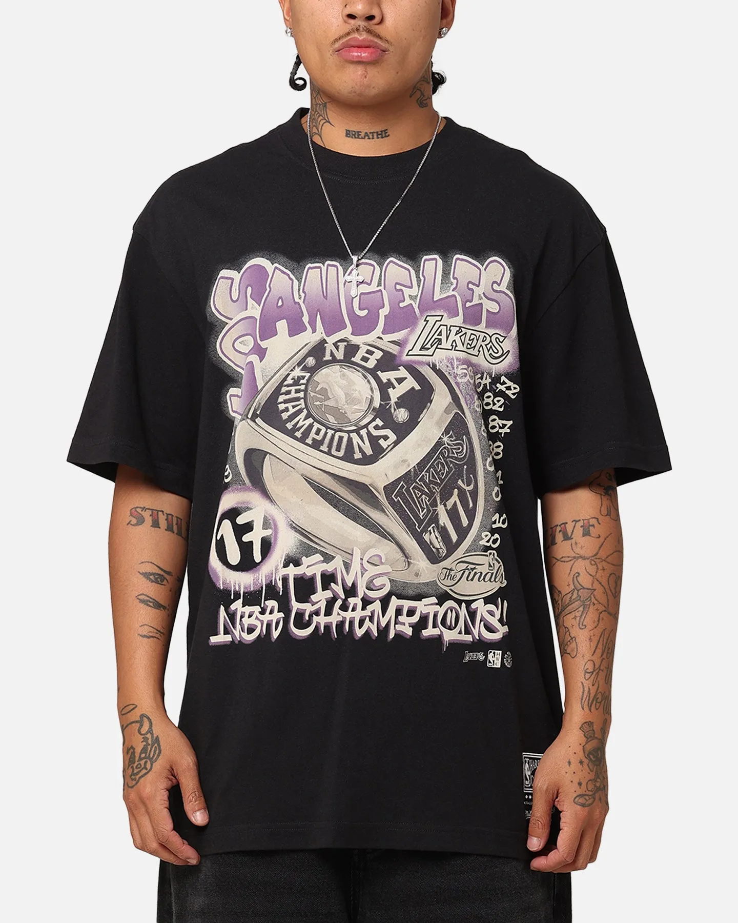 Mitchell & Ness Los Angeles Lakers Champs Graffiti T-Shirt Faded Black sold by Culture Kings