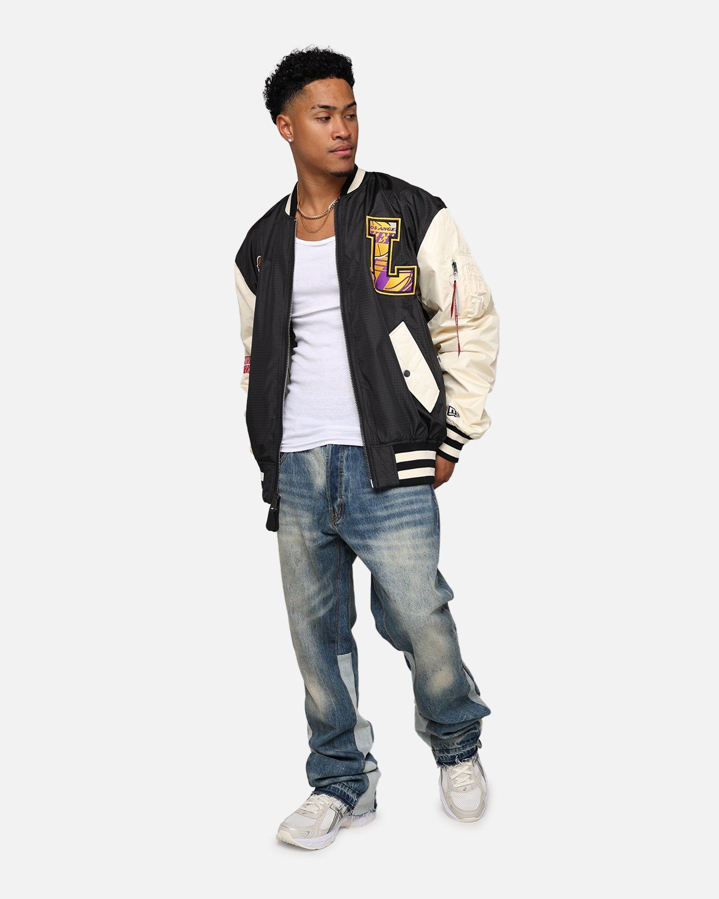 New Era X Alpha Industries Los Angeles Lakers L-2B Bomber Jacket Black sold by Culture Kings product image thumbnail 3