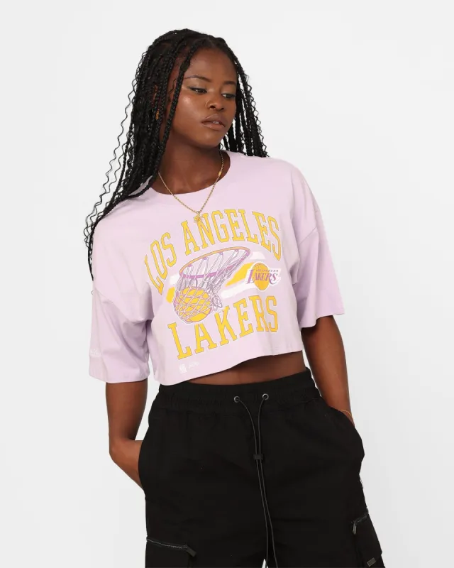 Mitchell & Ness Women's Los Angeles Lakers Dunk Arch Cut Off Crop T-Shirt Lavender sold by Culture Kings