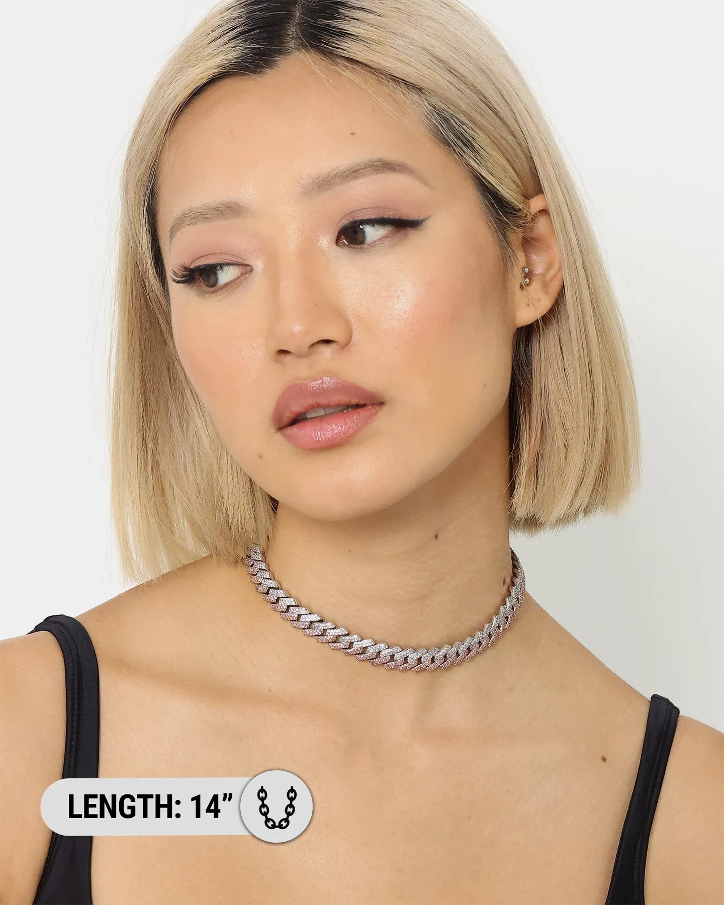 Raising Hell Women's 14" Interlink Choker Necklace Pink/Iced White Gold sold by Culture Kings product image thumbnail 3