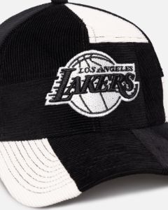 New Era Los Angeles Lakers 'Patchwork Corduroy' 9FORTY A-Frame Snapback Black/Cream sold by Culture Kings