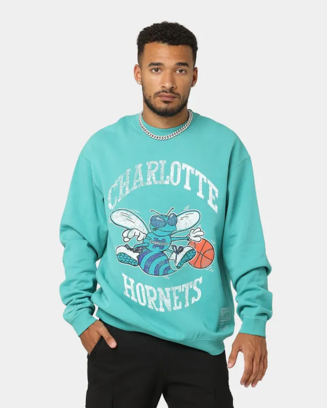 Mitchell & Ness Charlotte Hornets Vintage Crewneck Faded Teal sold by Culture Kings