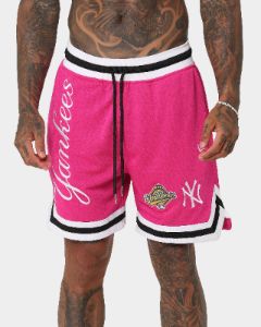 New Era New York Yankees 'Tropical Punch Script Pack' Mesh Shorts Hot Pink sold by Culture Kings