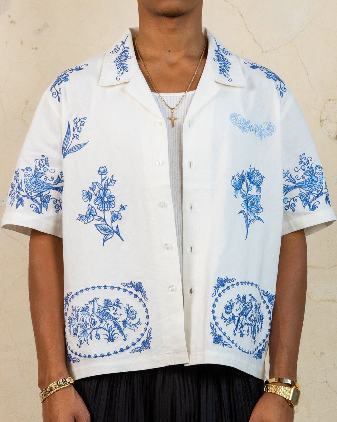 404 Ceramic Embroidered Button Up T-Shirt Ecru sold by Culture Kings product image thumbnail 3