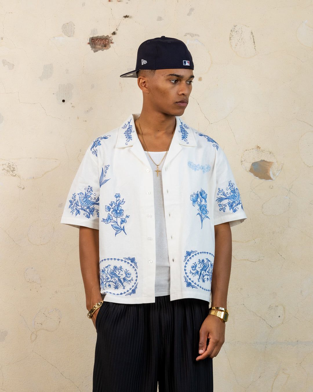 404 Ceramic Embroidered Button Up T-Shirt Ecru sold by Culture Kings