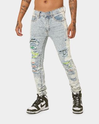 MNML X409 Stretch Rhinestone Denim Jeans Blue sold by Culture Kings