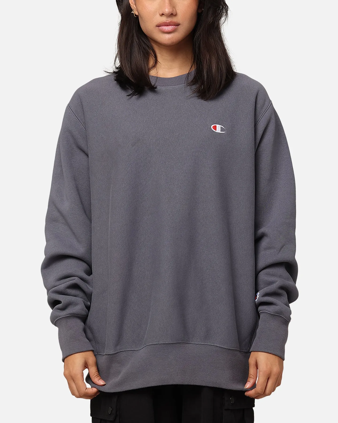 Champion Reverse Weave Small C Crewneck Grey Ocean sold by Culture Kings