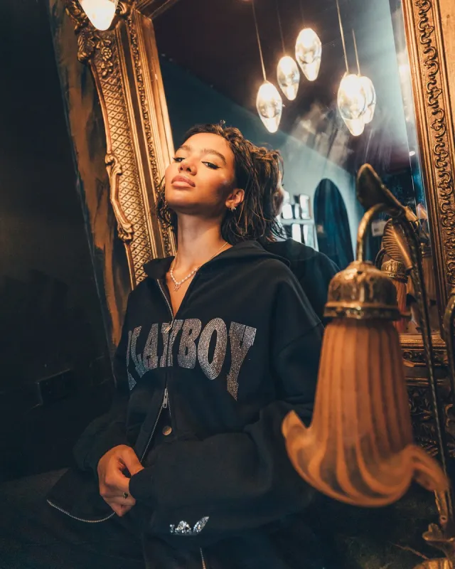 Playboy By CK Full Zip Club Hoodie Black sold by Culture Kings