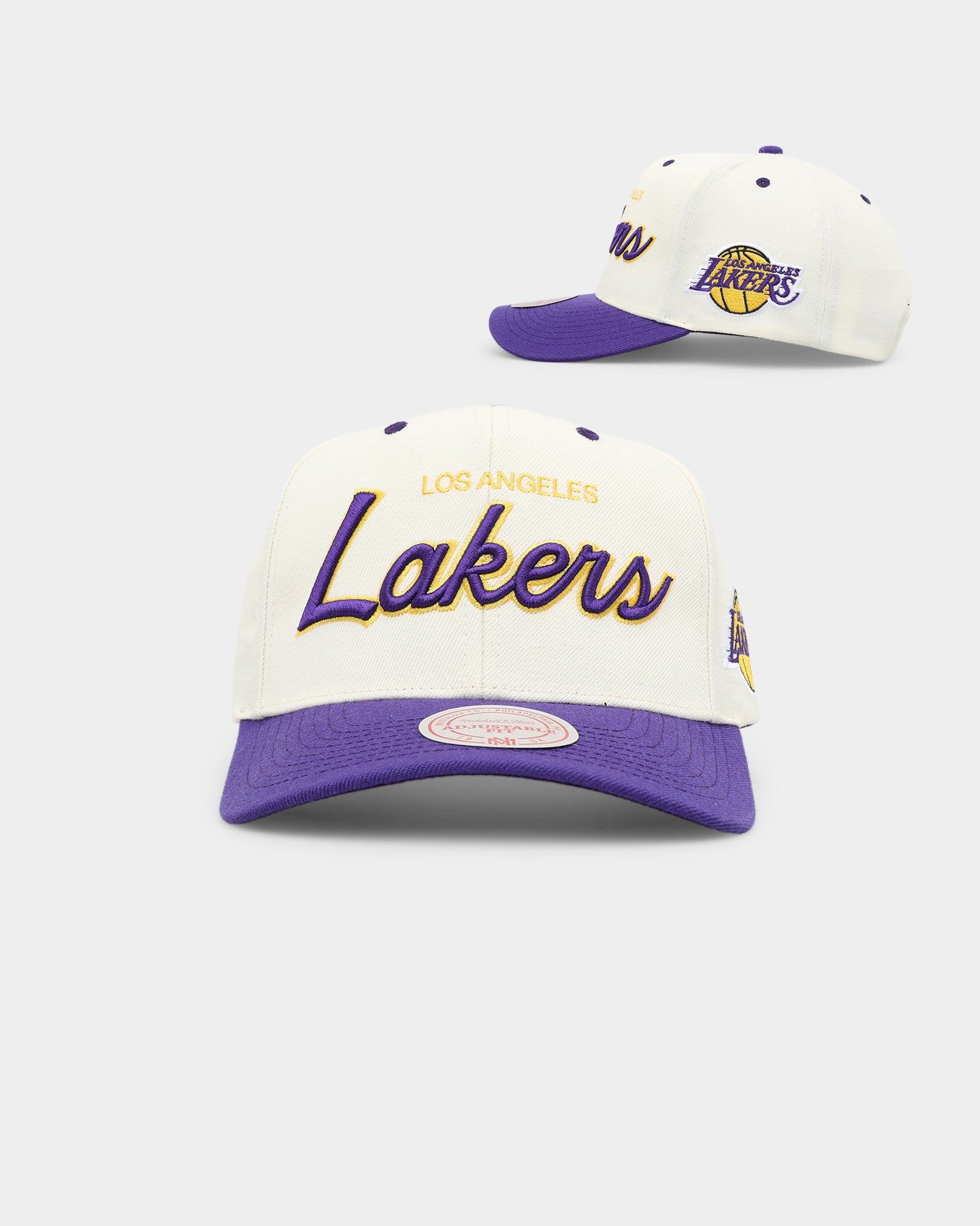 Mitchell & Ness Los Angeles Lakers Team Script OG Snapback Vintage Cream sold by Culture Kings