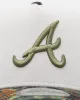 New Era Atlanta Braves "Camo Visor" 9FORTY A-Frame Trucker Snapback Stone/Olive sold by Culture Kings