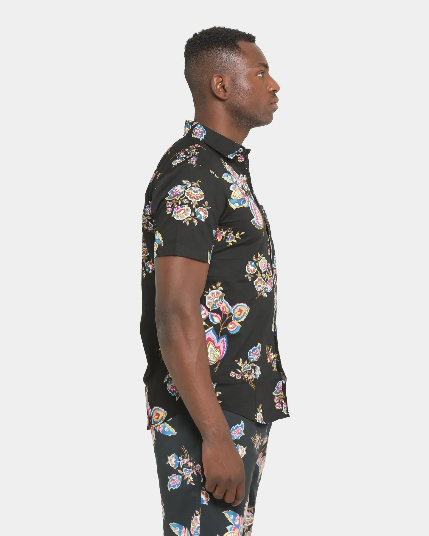 Brixton Charter Print Short Sleeve Woven Shirt Black/Purple sold by Culture Kings product image thumbnail 5
