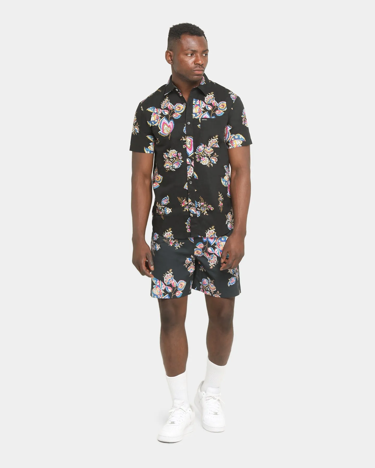 Brixton Charter Print Short Sleeve Woven Shirt Black/Purple sold by Culture Kings product image thumbnail 2