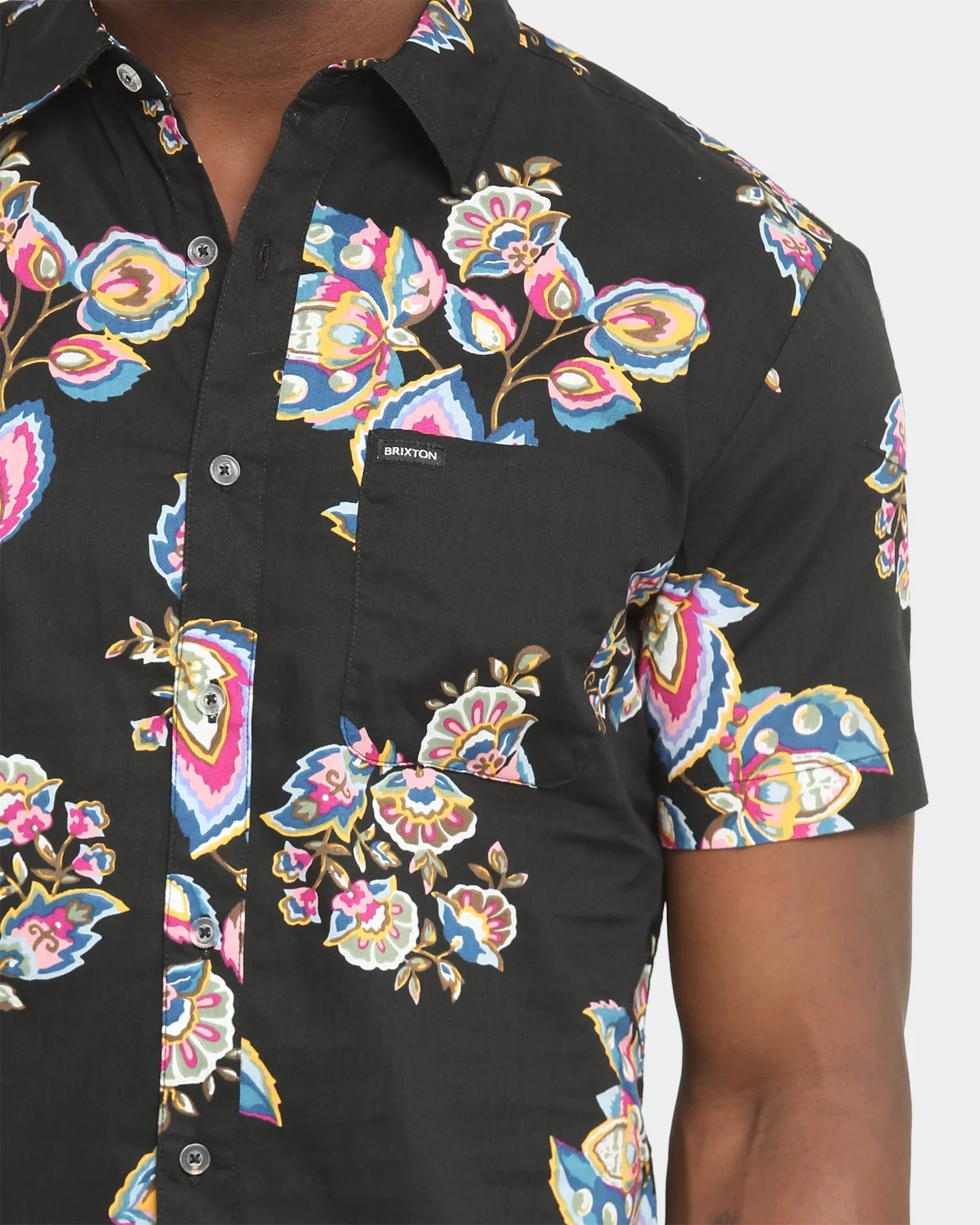 Brixton Charter Print Short Sleeve Woven Shirt Black/Purple sold by Culture Kings product image thumbnail 4
