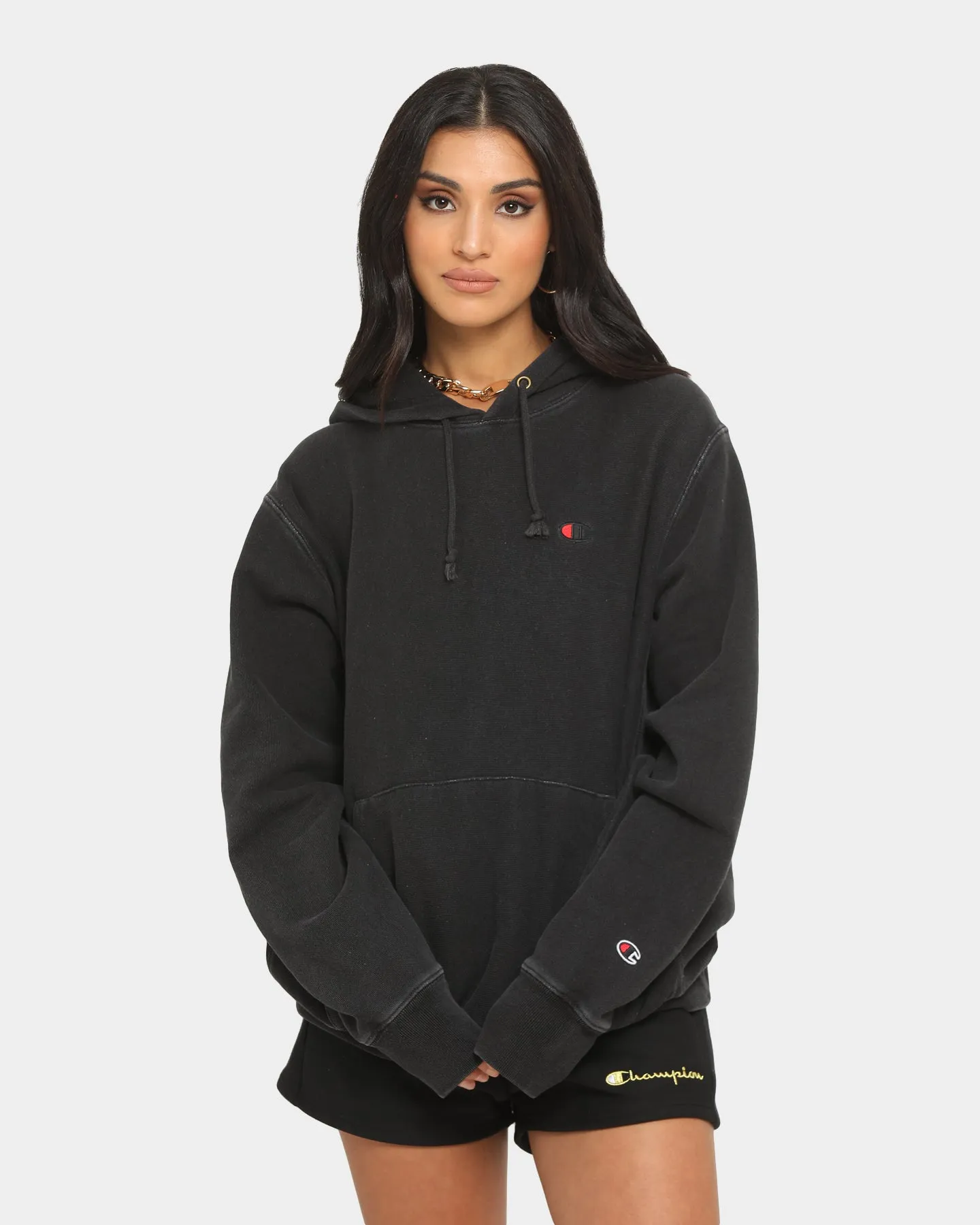 Champion Rebound Rev Weave French Terry Hoodie Washed Black sold by Culture Kings