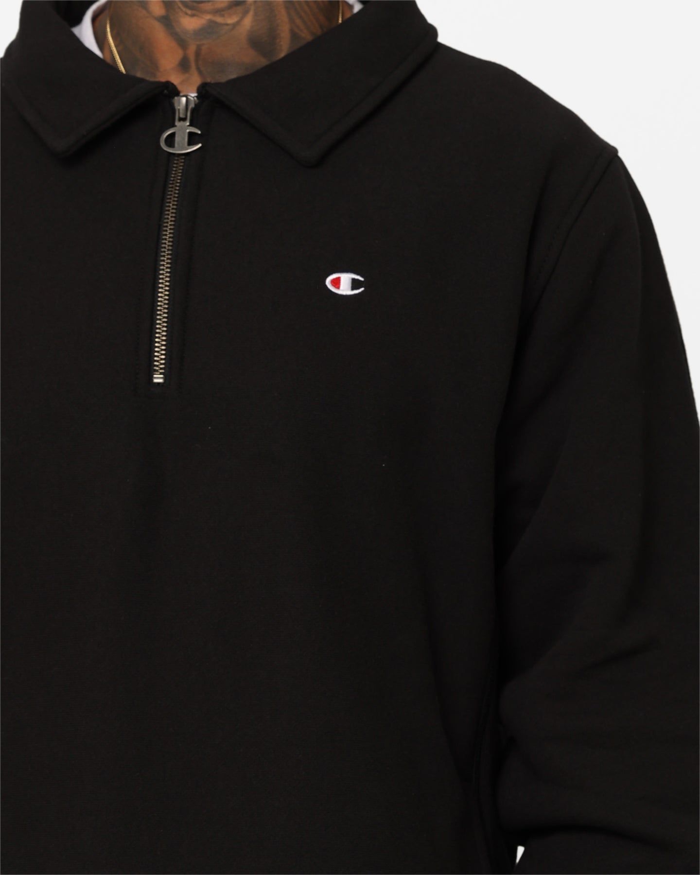 Champion Reverse Weave Level Up Collared Crewneck Black sold by Culture Kings product image thumbnail 3
