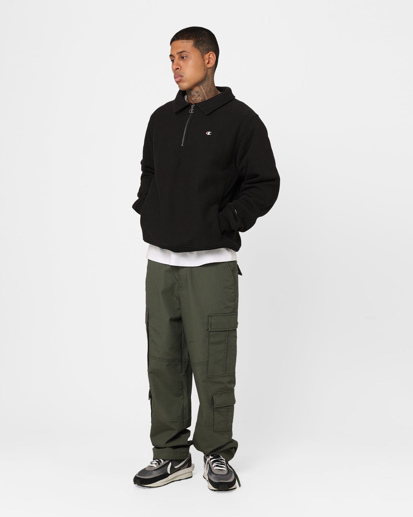 Champion Reverse Weave Level Up Collared Crewneck Black sold by Culture Kings product image thumbnail 2