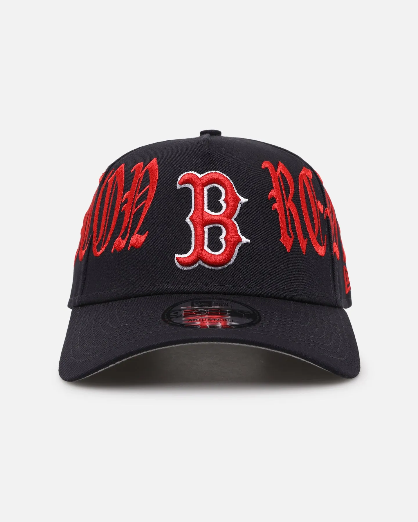 New Era Boston Red Sox 'Gothic Script' 9FORTY A-Frame Snapback Scarlet/Navy sold by Culture Kings