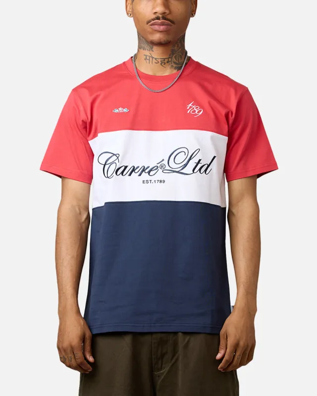 Carre Established Panel T-Shirt Red/Navy/White sold by Culture Kings