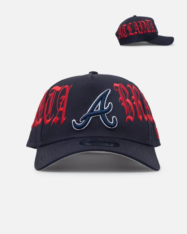 New Era Atlanta Braves 'Goth Script' 9FORTY A-Frame Snapback Scarlet/Navy sold by Culture Kings