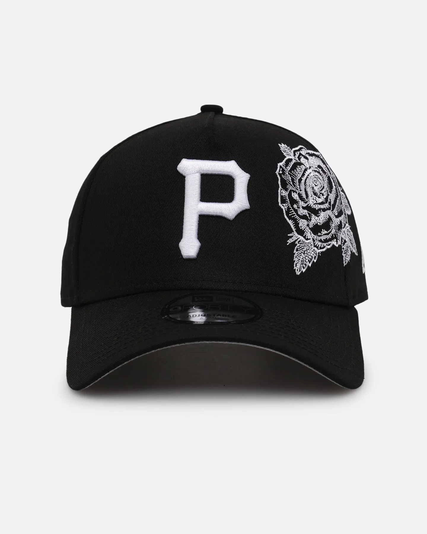 New Era Pittsburgh Pirates 'Ornate Rose' 9FORTY A-Frame Snapback Black/White sold by Culture Kings
