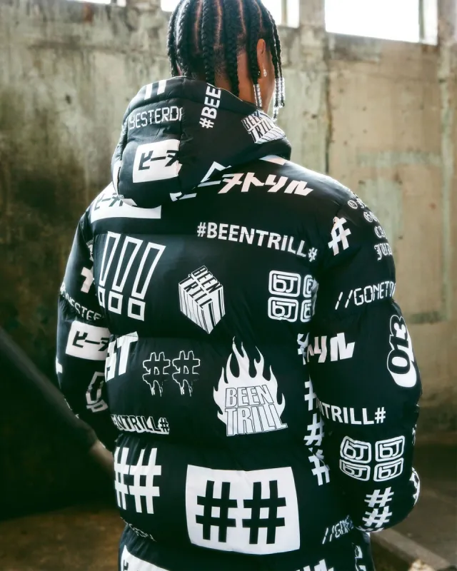 BEENTRILL Logo All Over Puffer Jacket Black sold by Culture Kings