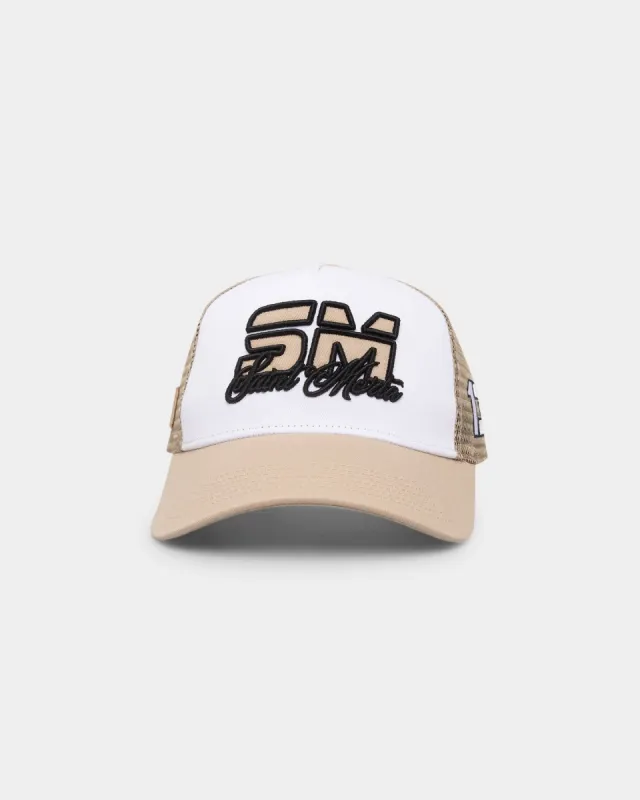 Saint Morta Moto Trucker Snapback Stone/White sold by Culture Kings