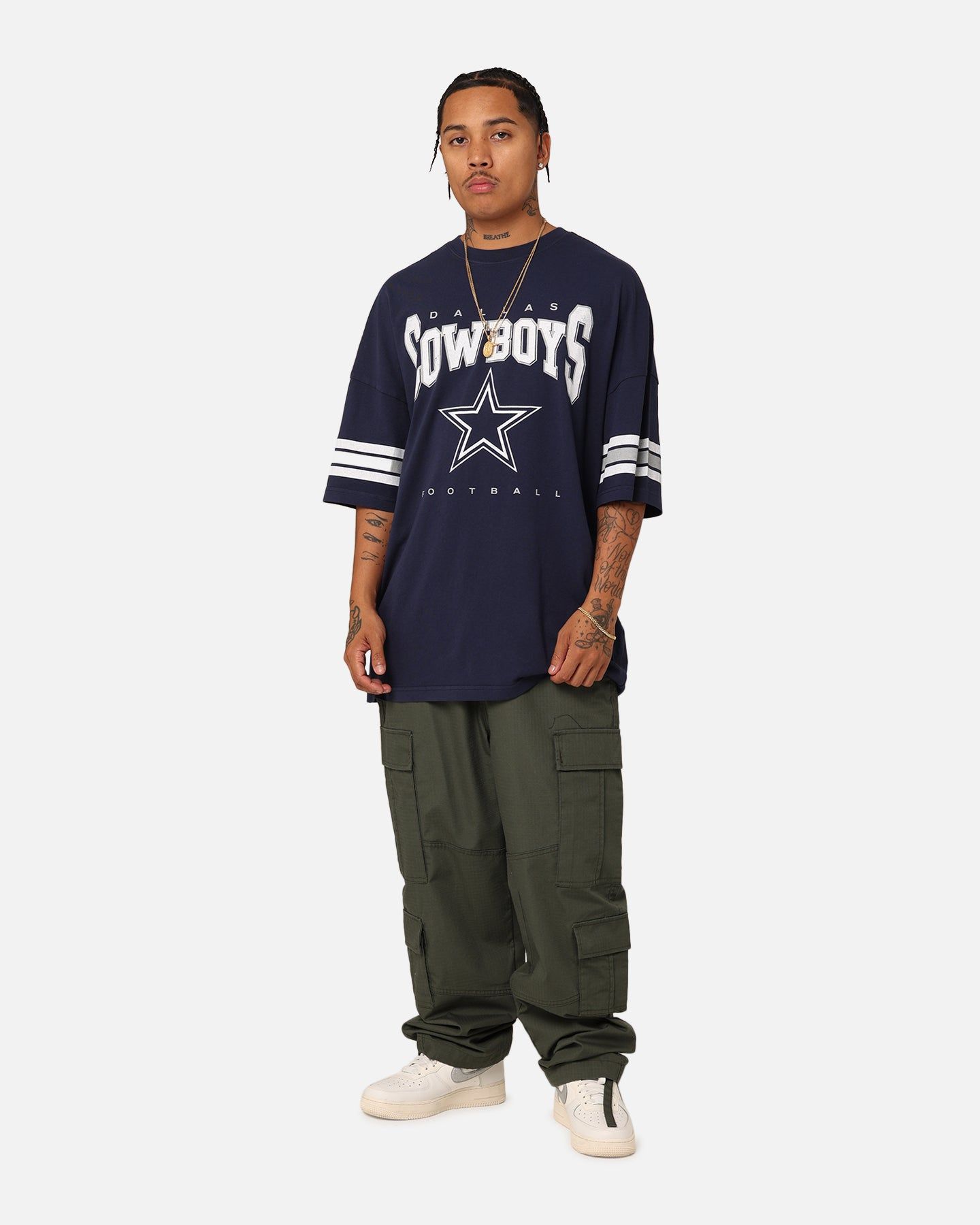 Majestic Athletic Dallas Cowboys Vintage Sport Striped Sleeve T-Shirt Navy sold by Culture Kings product image thumbnail 2