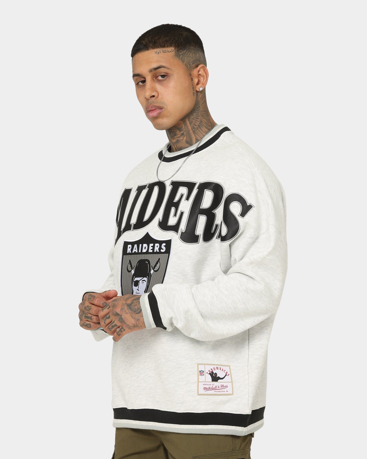 Mitchell & Ness Las Vegas Raiders Satin Infill Crewneck White Marle sold by Culture Kings product image thumbnail 6