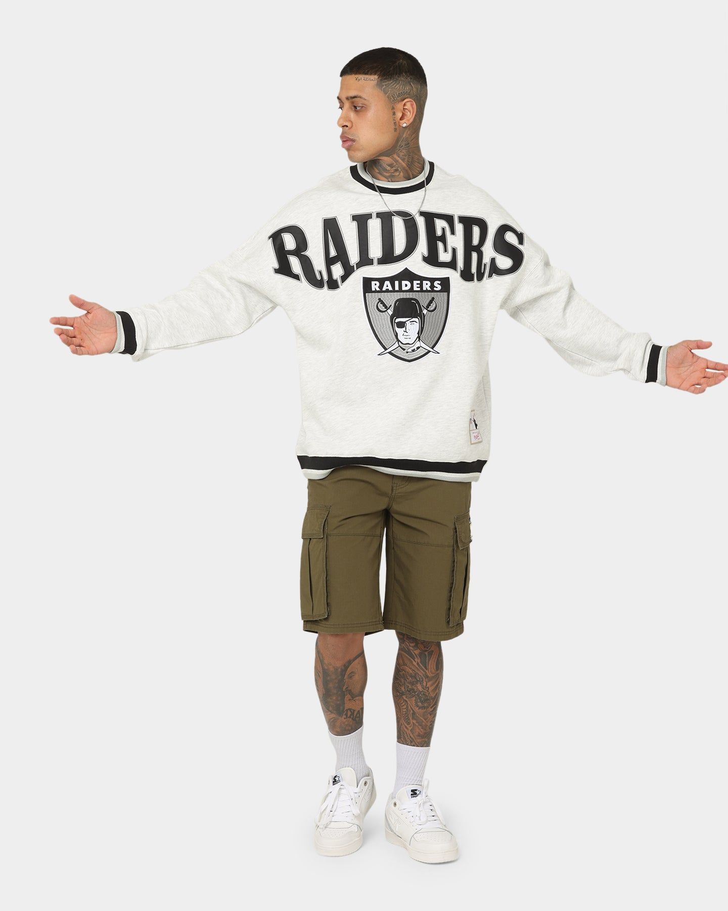 Mitchell & Ness Las Vegas Raiders Satin Infill Crewneck White Marle sold by Culture Kings product image thumbnail 2