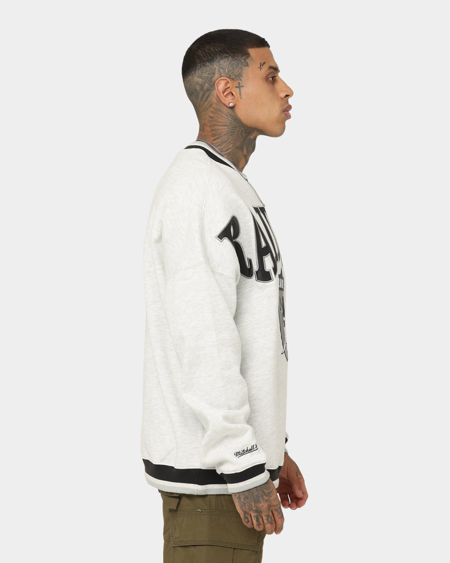 Mitchell & Ness Las Vegas Raiders Satin Infill Crewneck White Marle sold by Culture Kings product image thumbnail 5