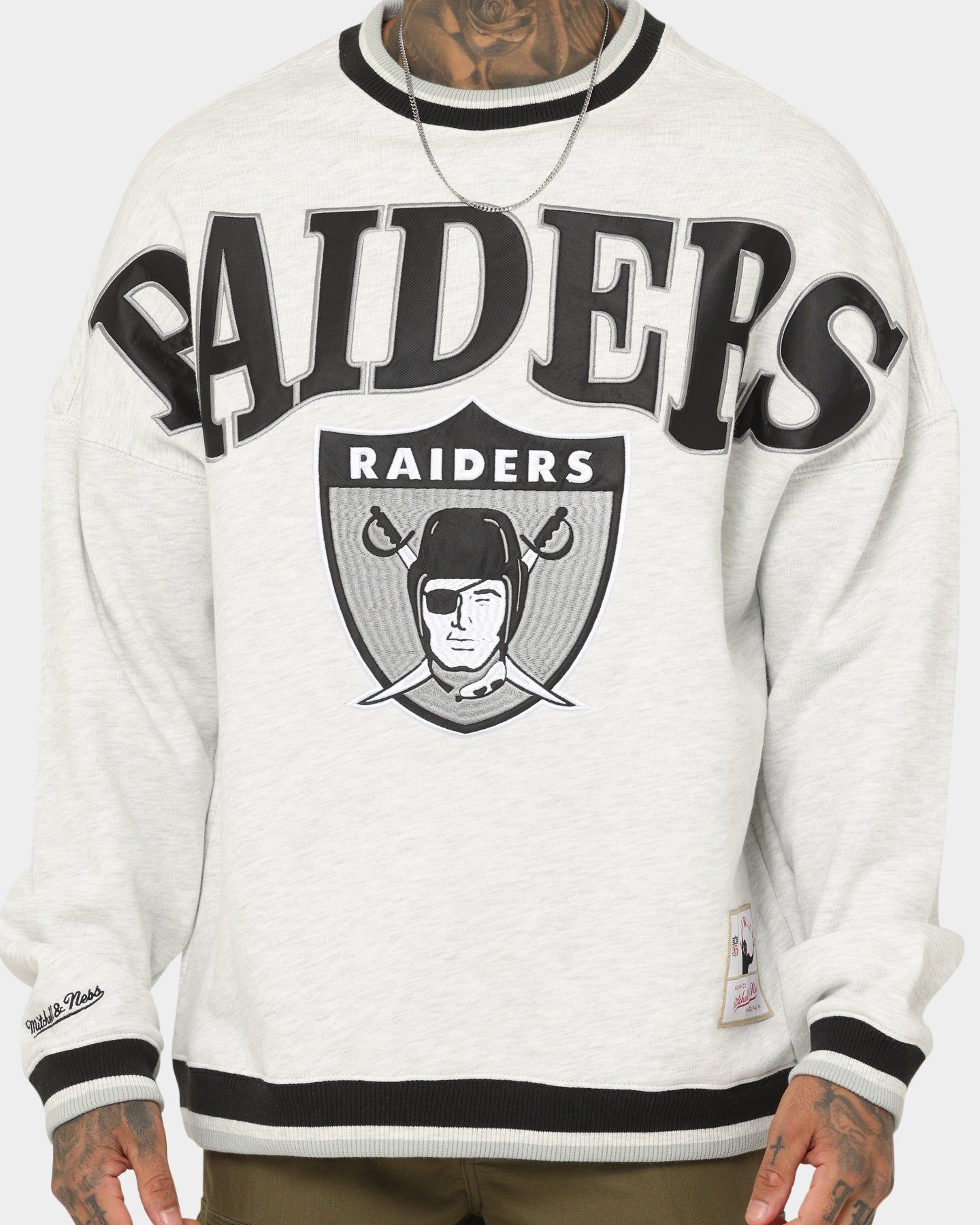 Mitchell & Ness Las Vegas Raiders Satin Infill Crewneck White Marle sold by Culture Kings product image thumbnail 3